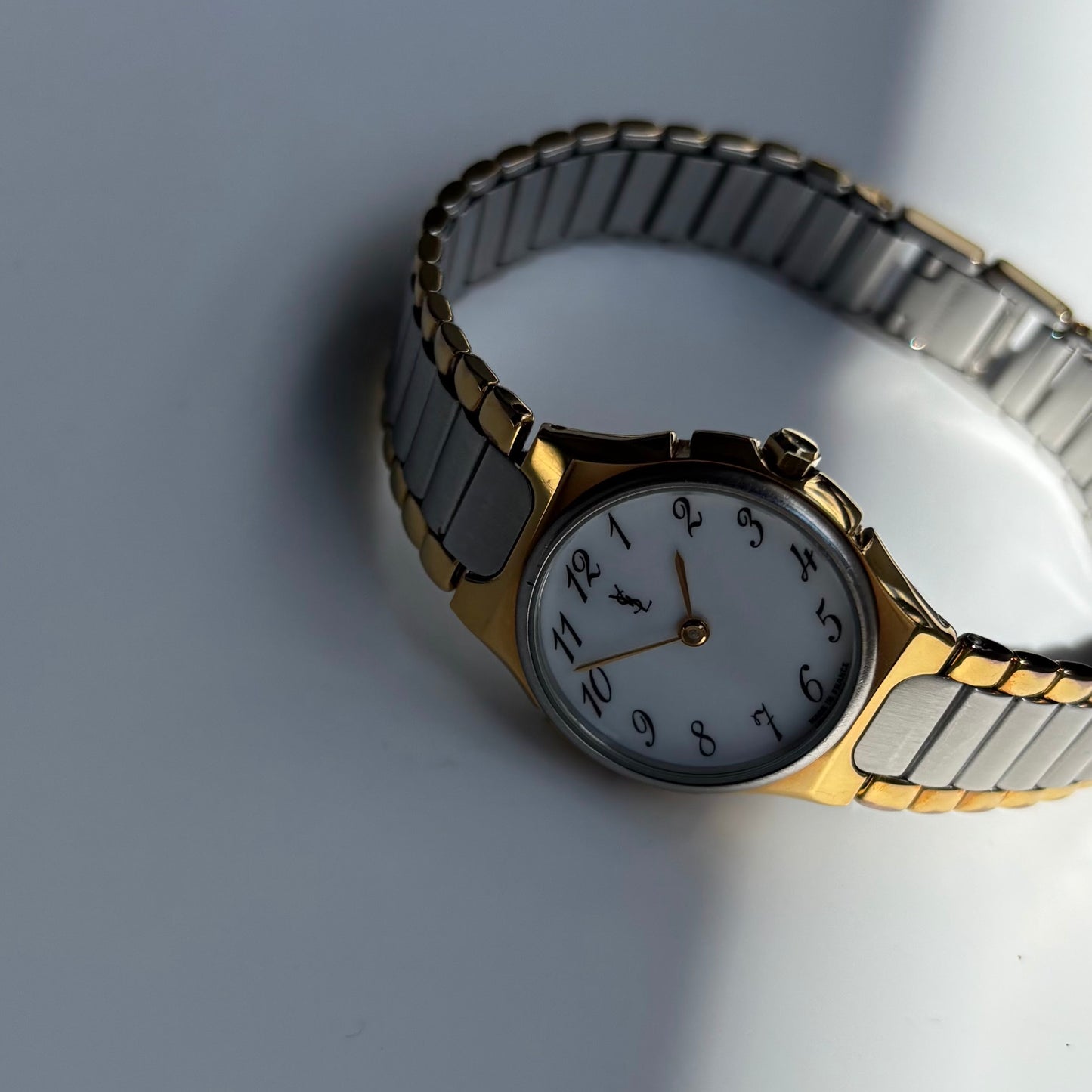 Yves Saint Laurent 1990s Round Dial Two Tone Watch