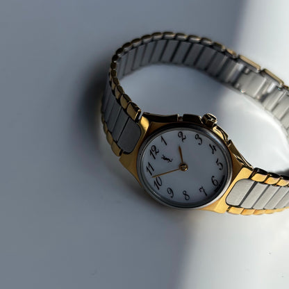 Yves Saint Laurent 1990s Round Dial Two Tone Watch