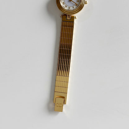 Dior 1990s Round Dial Gold Plated Watch
