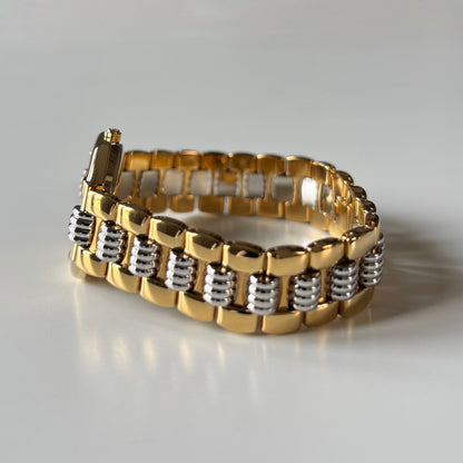 Dior 1990s Octagon Dial Two Tone Gold Plated Watch