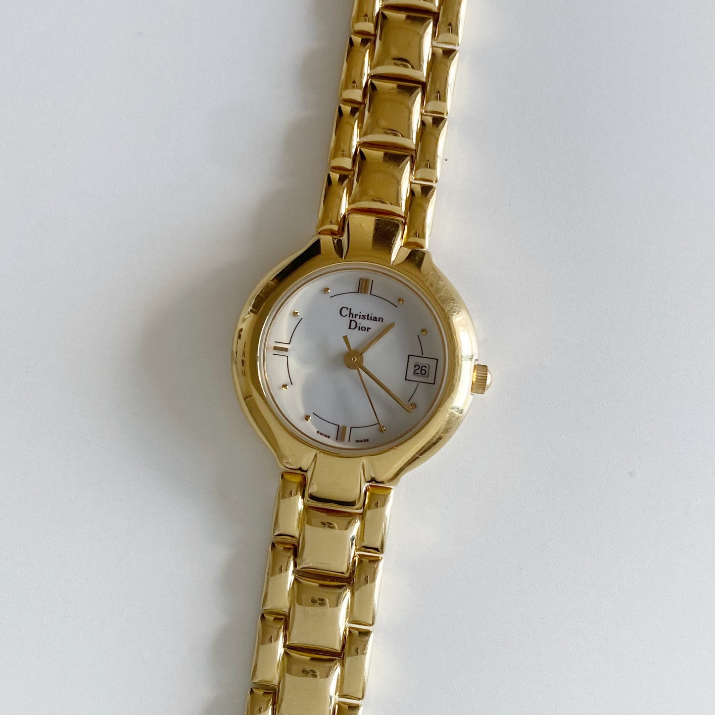 Dior 1990s Round Dial Gold Plated Watch