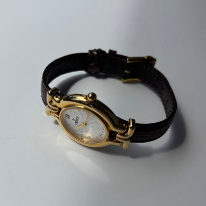 Fendi 1990s Interchangeable Strap Gold Plated Watch with 5 straps, case