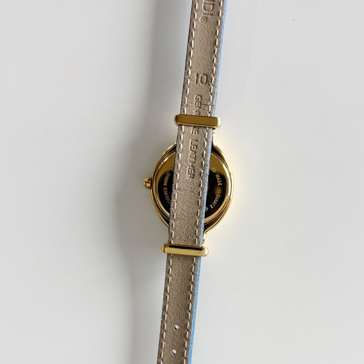 Fendi 1990s Interchangeable Strap Oval Dial Gold Plated Watch with 5 straps, case