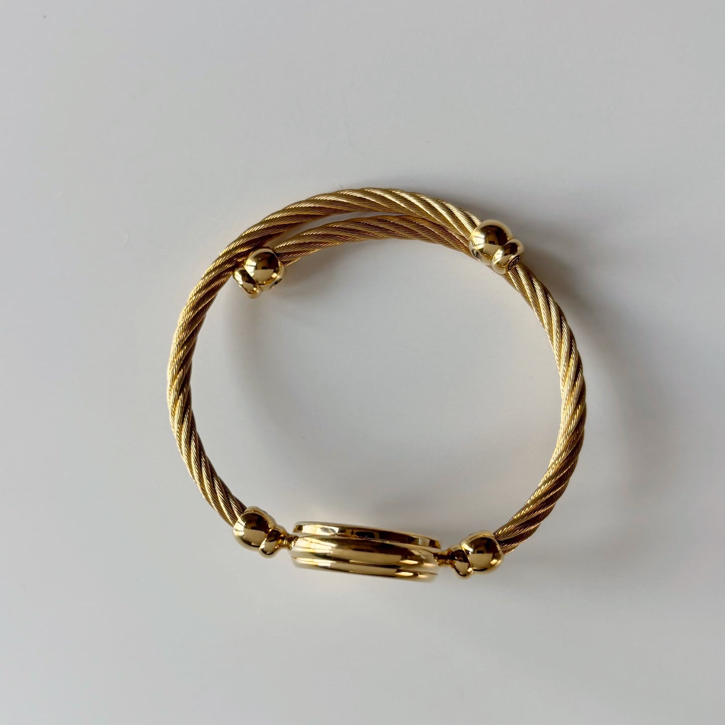 Gucci 1990s Black Dial Gold Plated Cable Bangle Watch