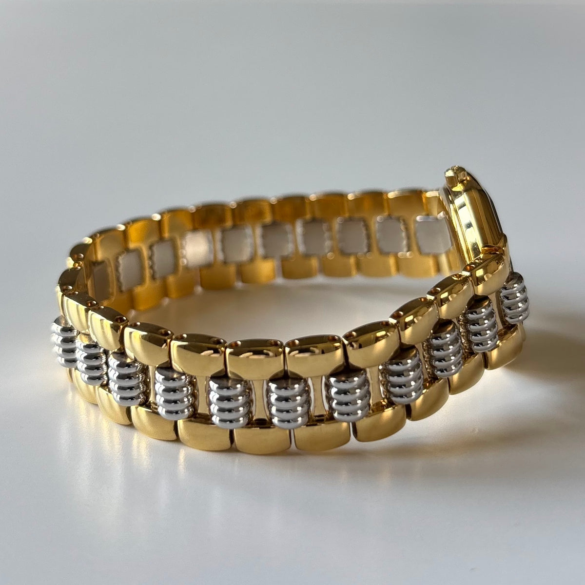 Dior 1990s Octagon Gold Dial Two-Tone Gold-Plated Watch