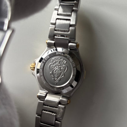 Gucci 1990s Date Black Round Dial Two-Tone Gold-Plated Watch