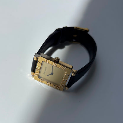 Tiffany 1990s Atlas Square Dial 18K Gold Case Watch