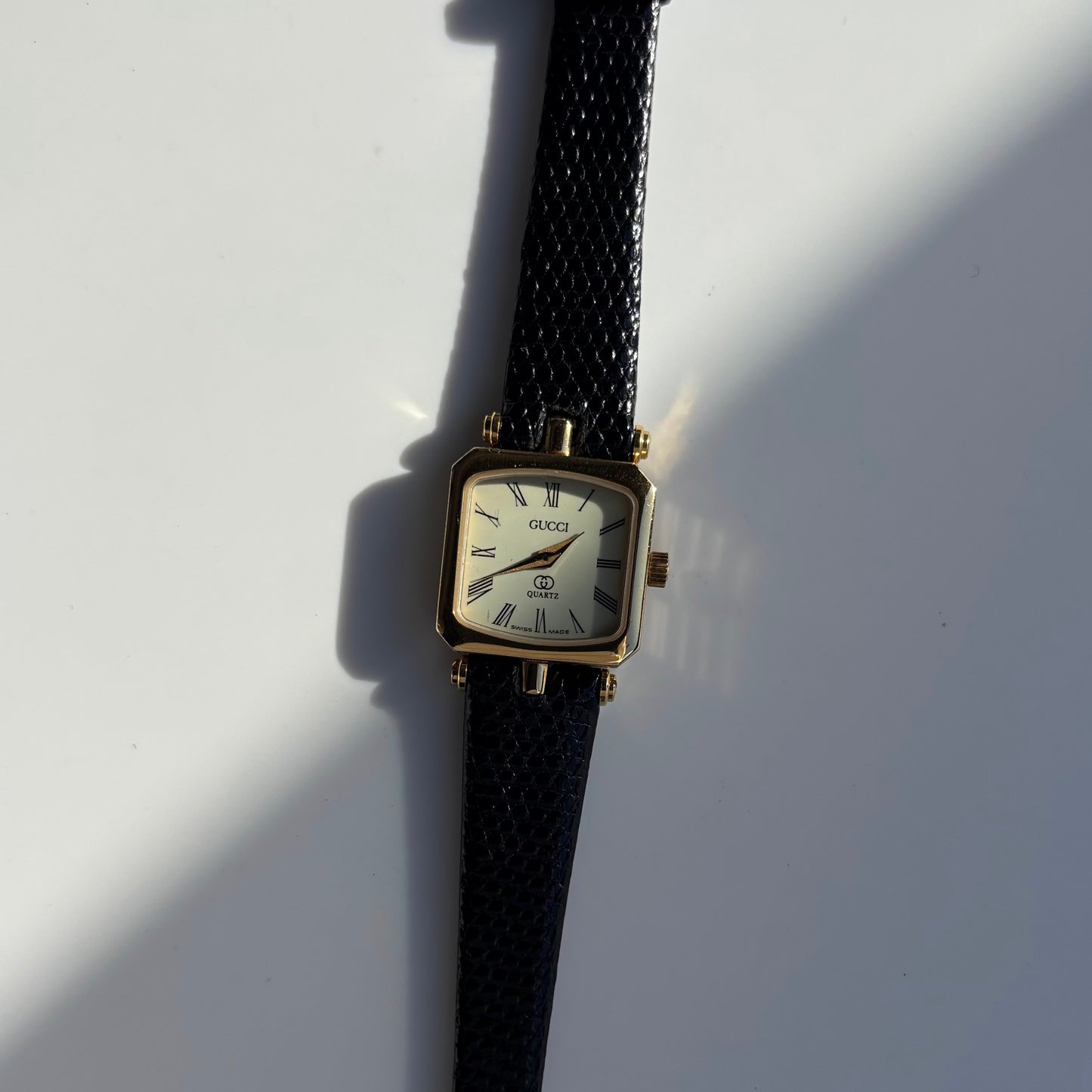 Gucci 1980s Square Dial Gold Plated Watch