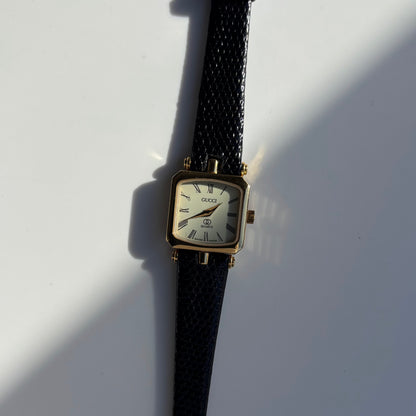 Gucci 1980s Square Dial Gold Plated Watch