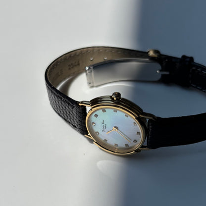 Dior 1990s Seashell Round Dial Gold Plated Watch