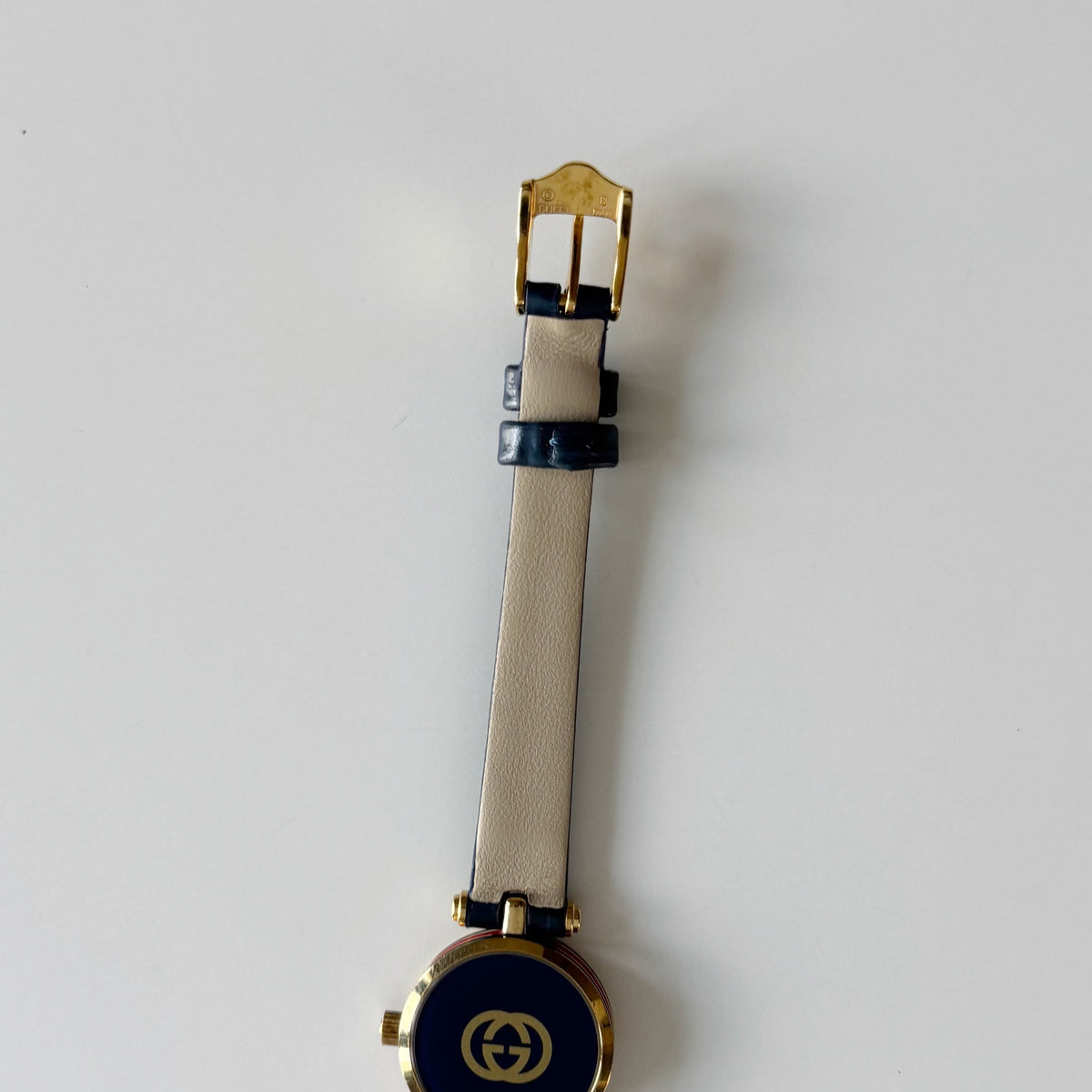 Gucci 1990s Sherry Round Dial Blue Watch
