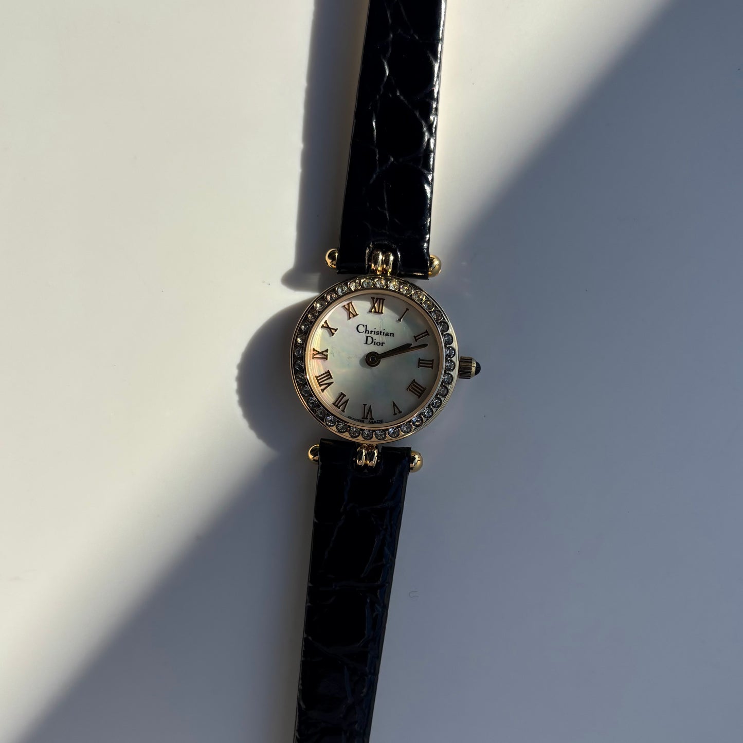 Dior 1990s Seashell Round Dial Gold Plated Watch