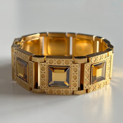 Dior 1990s Square Dial Interchangeable Strap Gold-Plated Watch