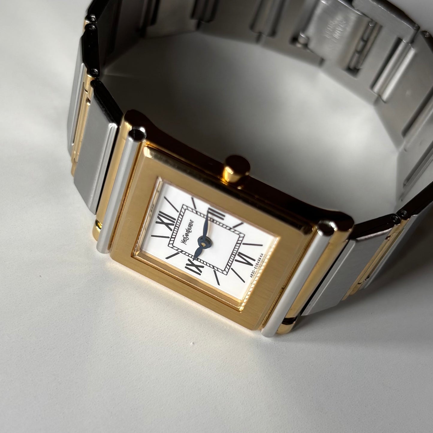 Yves Saint Laurent 1990s Square Dial Gold Plated Two Tone Watch