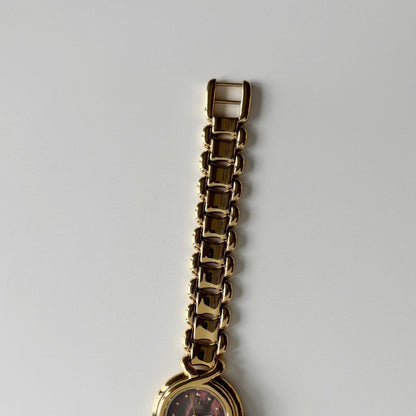 Fendi 1990s Seashell Round Dial Gold Plated Watch