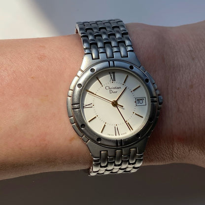 Dior 1990s Date Silver Watch