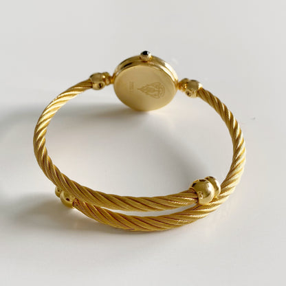 Gucci 1990s Black Dial Gold Plated Cable Bangle Watch