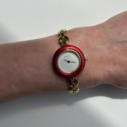 Gucci 1990s Interchangeable Bezel Gold Plated Chain Watch with 6 bezels, case (165mm)