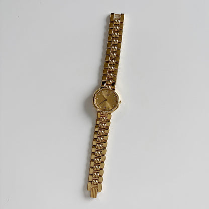 Dior 1990s Octagon Gold Dial Gold Plated Watch
