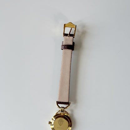 Gucci 1990s Round Dial Horsebit Gold Plated Watch