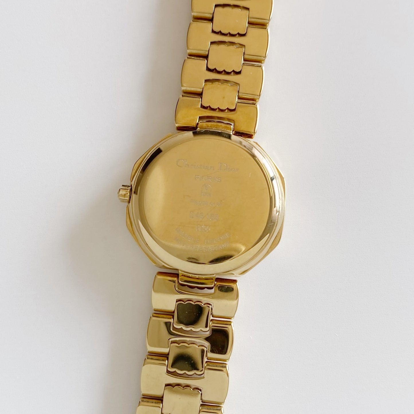 Dior 1990s Date Octagon Gold Plated Watch