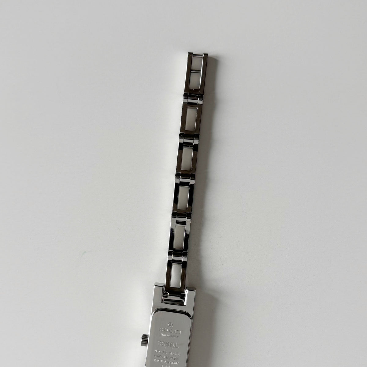 Gucci 1990s Black Dial Rectangular Stainless Steel Watch