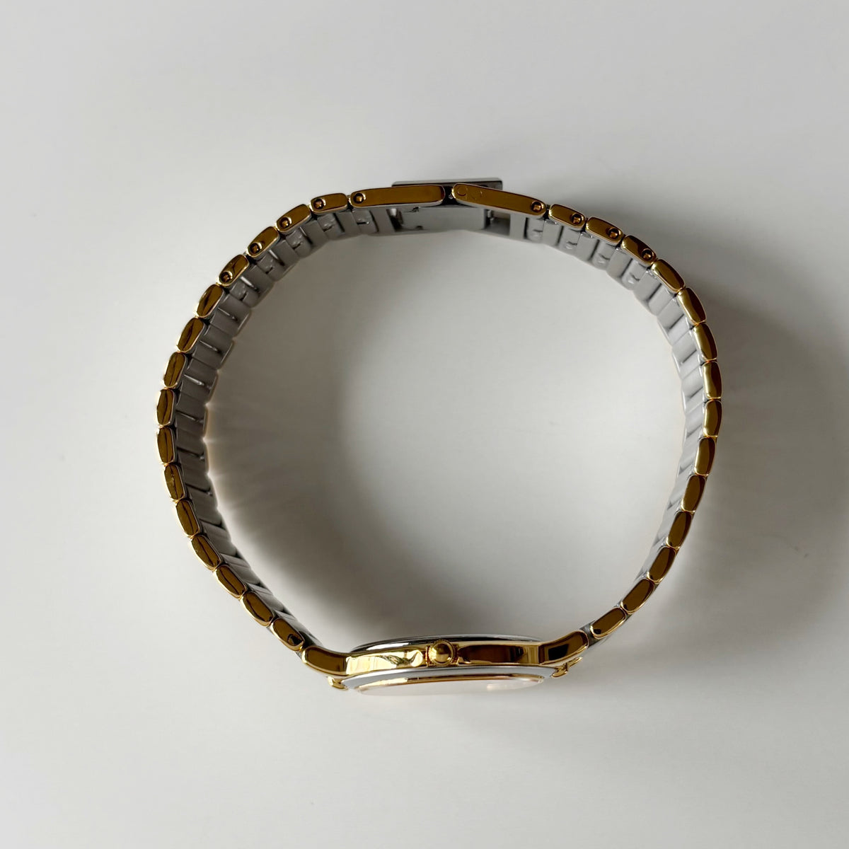 Yves Saint Laurent 1990s Round Dial Two Tone Gold Plated Watch