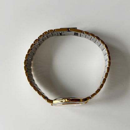 Yves Saint Laurent 1990s Round Dial Two Tone Gold Plated Watch