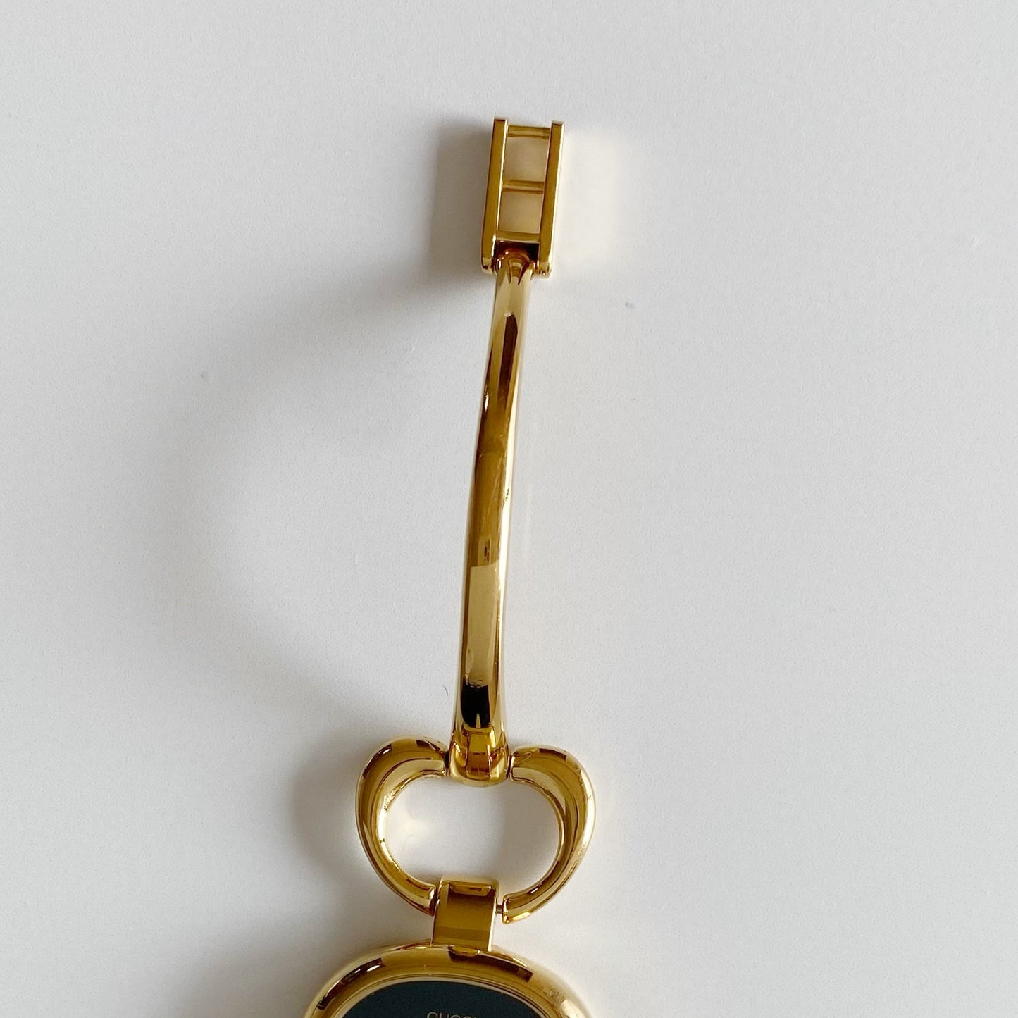 Gucci 1990s Black Dial Gold Plated Bangle Watch