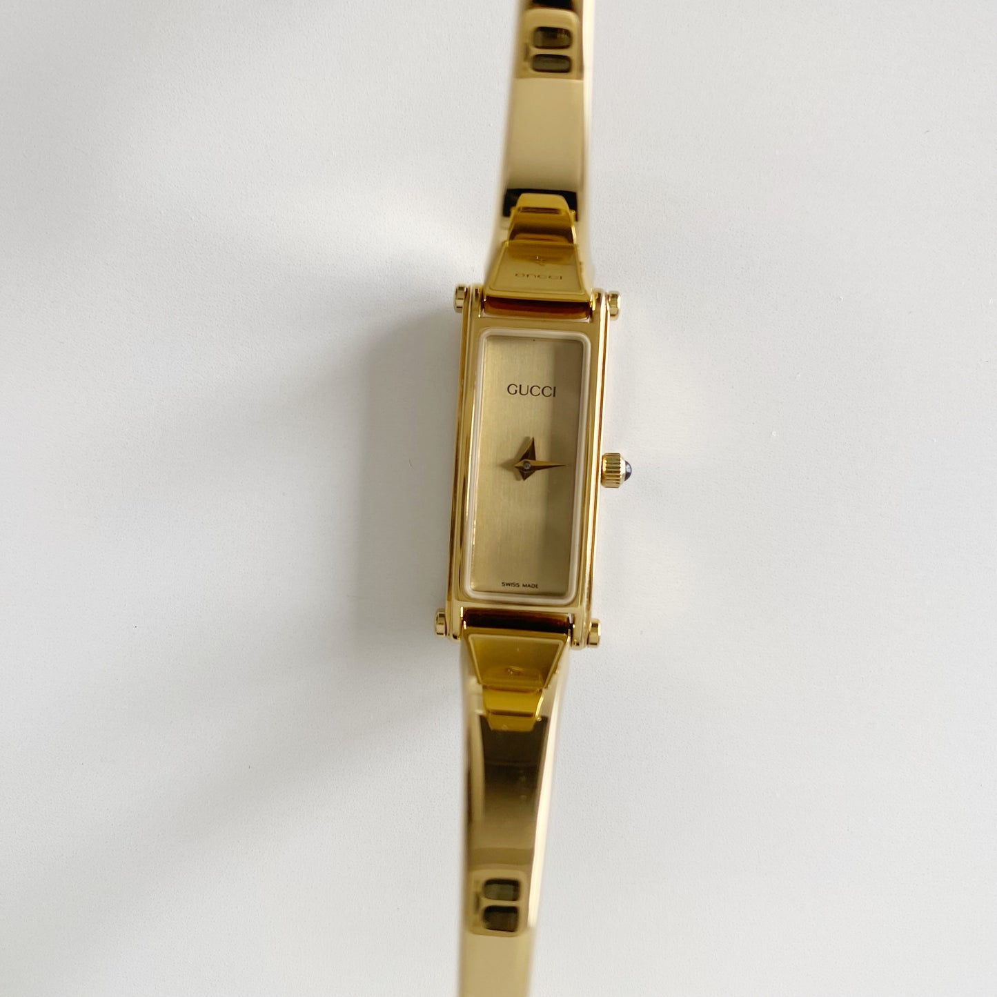 Gucci 1990s Gold Dial Gold Plated Bangle Watch
