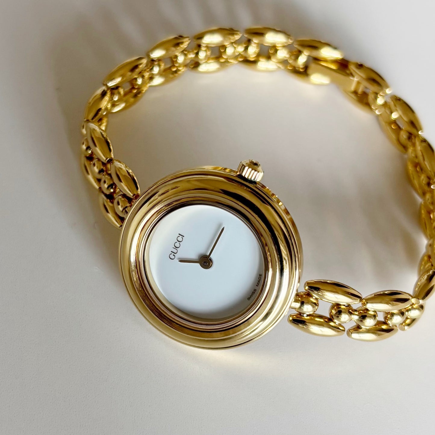 Gucci 1990s Interchangeable Bezel Gold Plated Watch with 6 bezels, case (160mm)