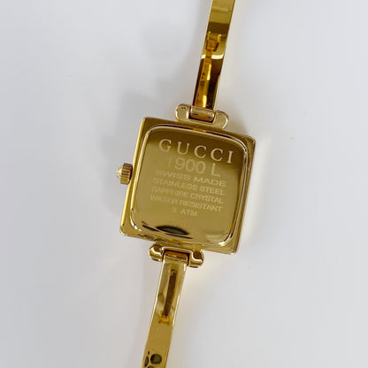 Gucci 1990s Square Dial Gold Plated Bangle Watch