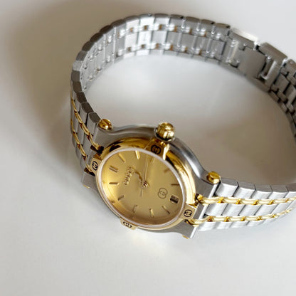Gucci 1990s Date Round Dial Two Tone Watch