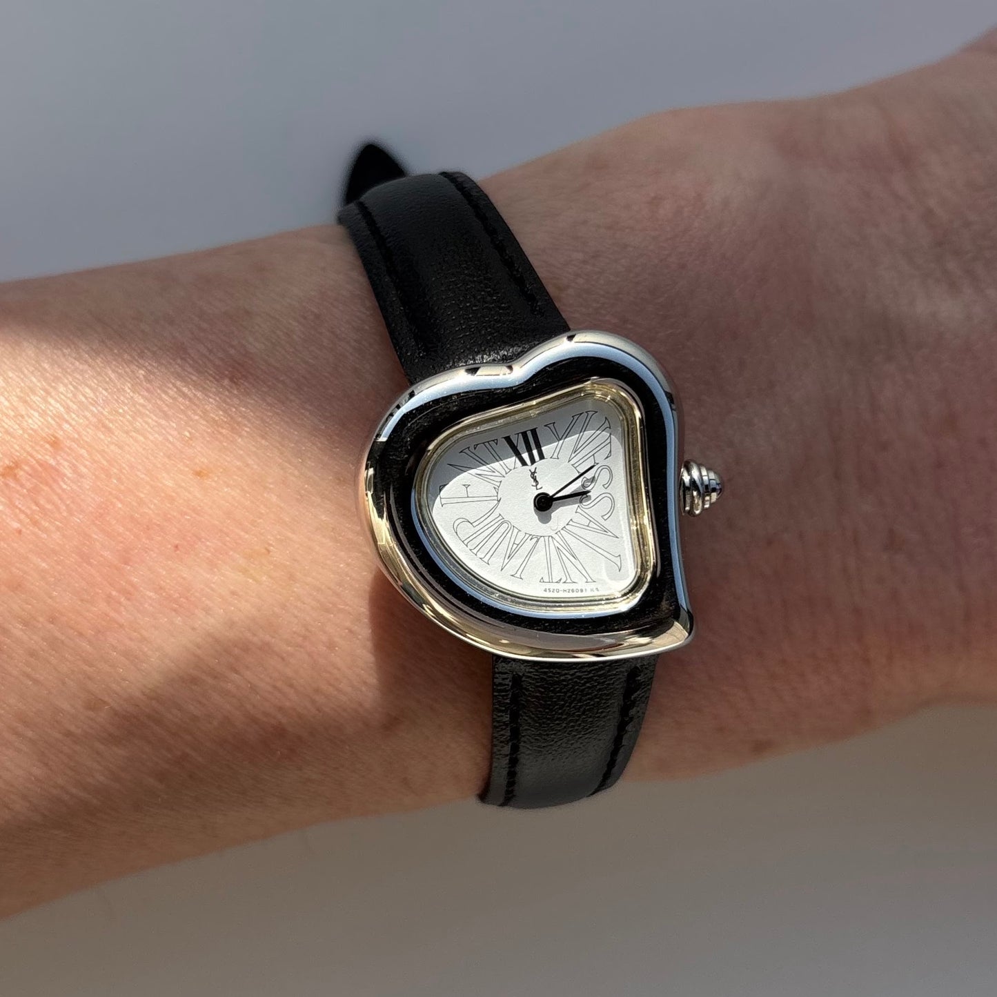 Yves Saint Laurent 1990s Heart Shaped Dial Silver Watch