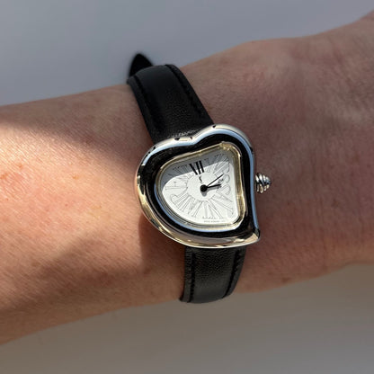 Yves Saint Laurent 1990s Heart Shaped Dial Silver Watch