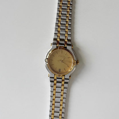 Gucci 1990s Date Round Dial Two Tone Watch