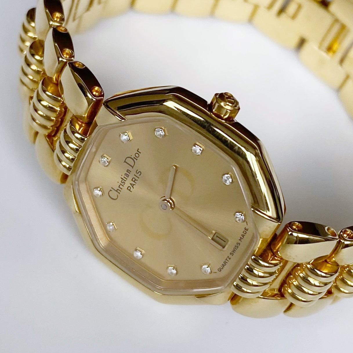 Dior 1990s Octagon Gold Plated Watch