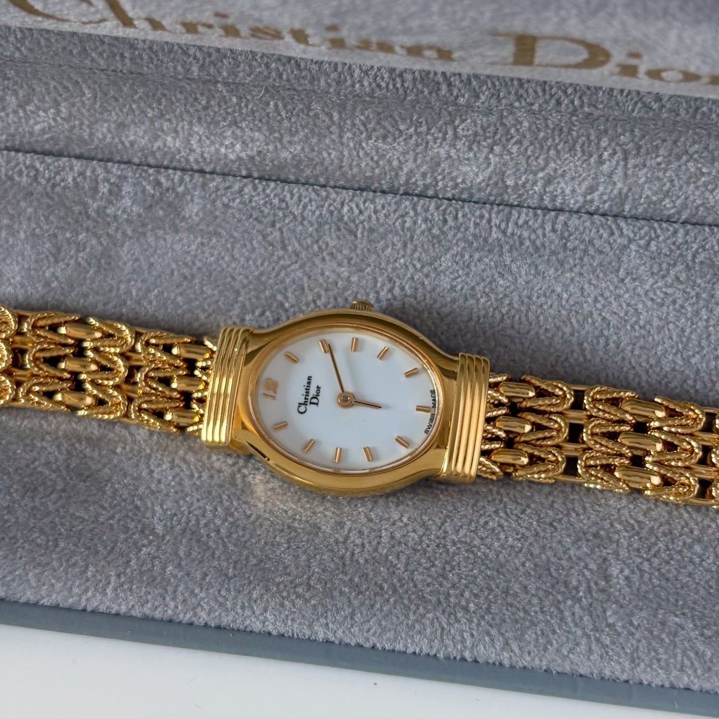 Dior 1990s Oval Dial Gold Plated Watch