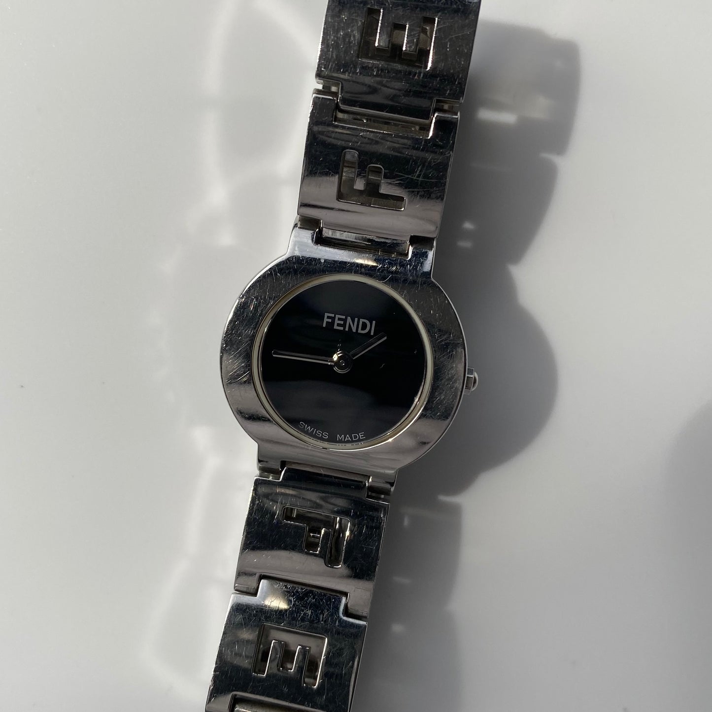 Fendi 1990s Black Dial Stainless steel Watch