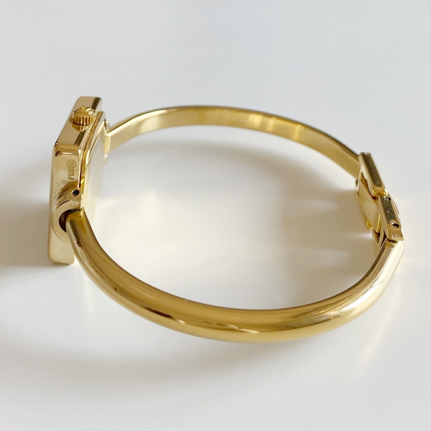 Gucci 1990s Square Dial Gold Plated Bangle Watch