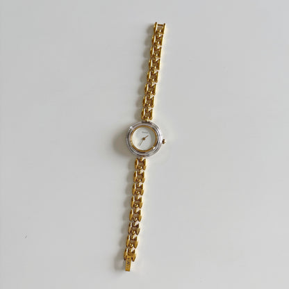 Gucci 1990s Interchangeable Bezel Gold Plated Rice Chain Watch with 6 bezels, case (160mm)