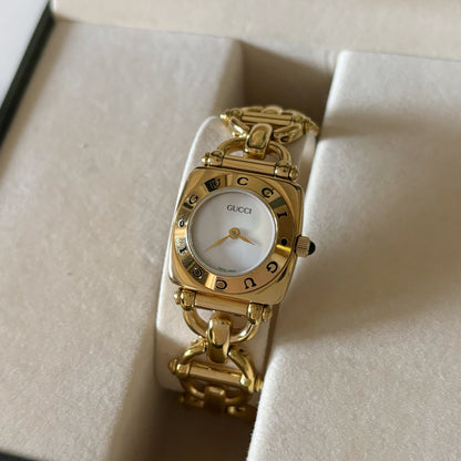 Gucci 1990s Seashell Dial Gold Plated Watch