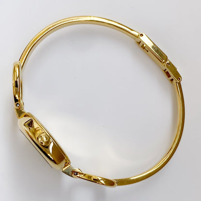 Gucci 1990s Seashell Dial Oval Gold Plated Bangle Watch