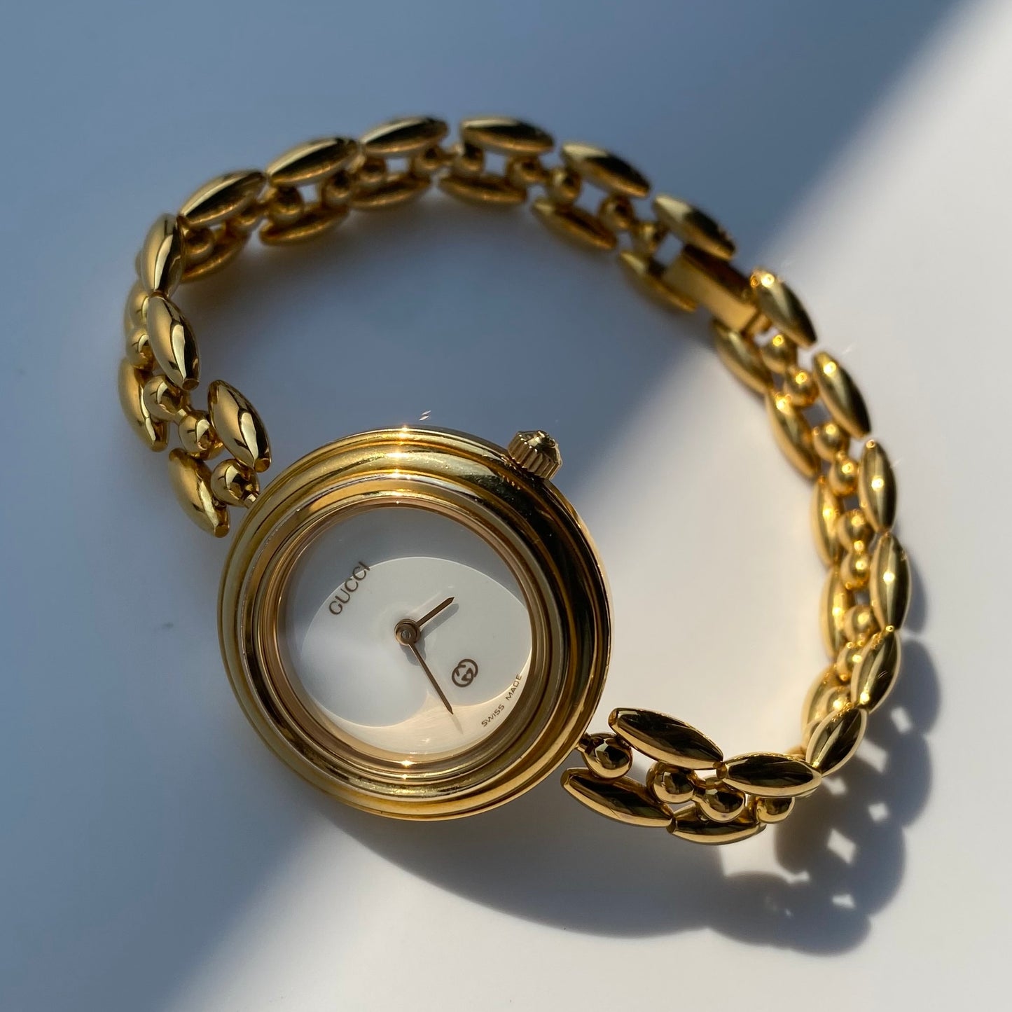 Gucci 1990s Interchangeable Bezel Gold Plated Watch with 6 bezels, case (165mm)