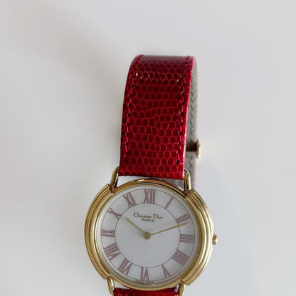 Dior 1990s Seashell Dial Round Gold Plated Watch (Large)