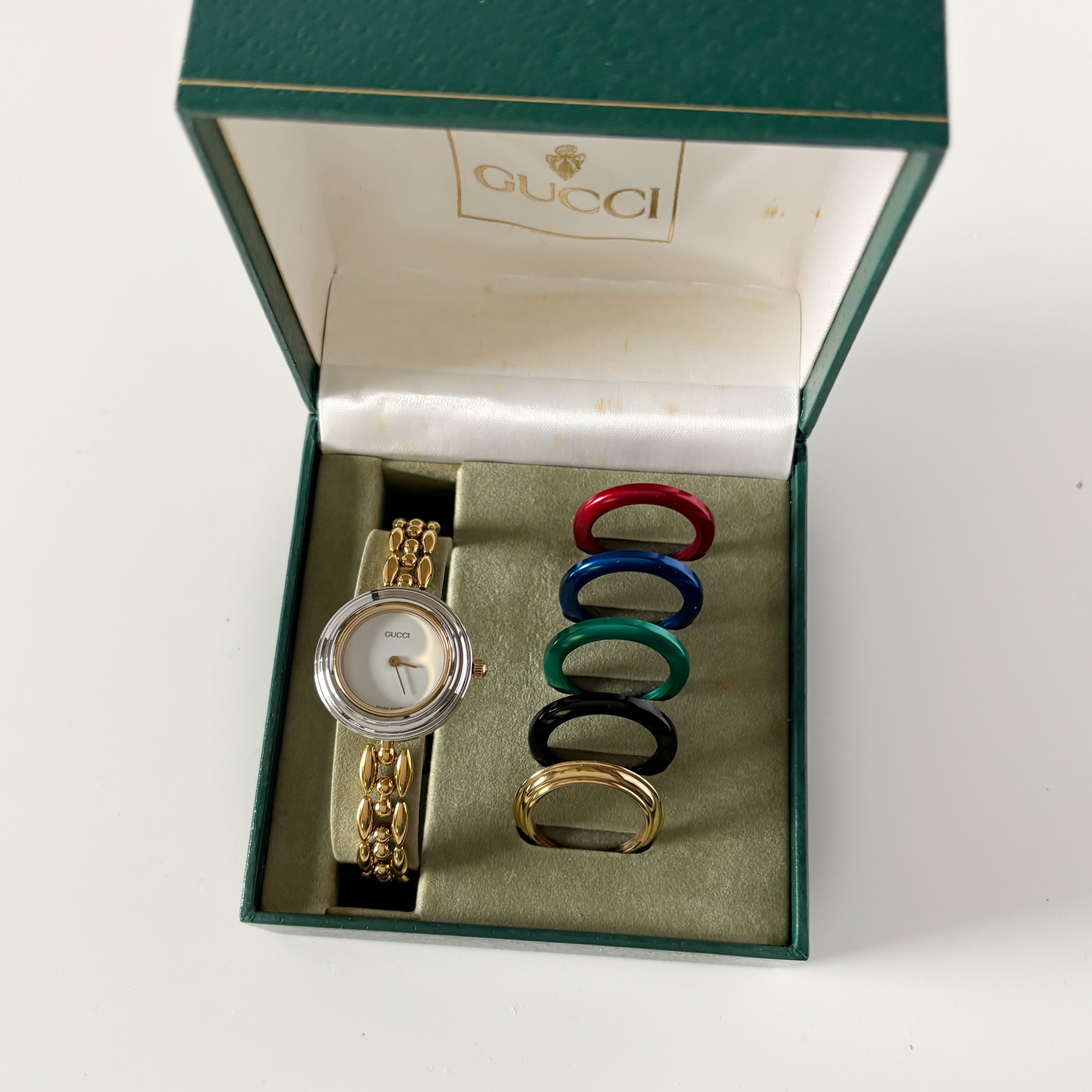 Gucci 1990s Interchangeable Bezel Gold Plated Watch with 6