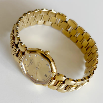 Dior 1990s Octagon Gold Plated Watch