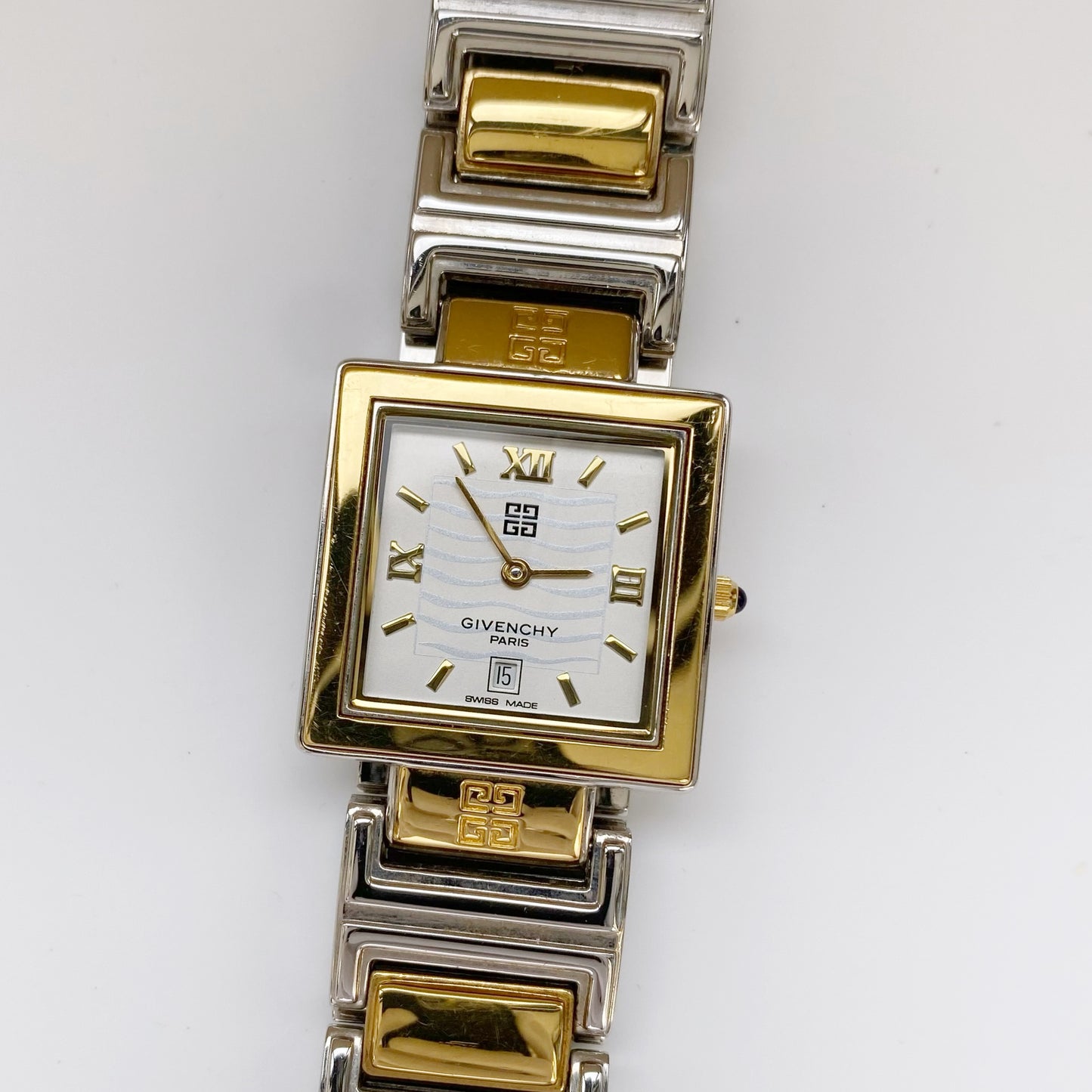 Givenchy 1990s Square Two Tone Watch