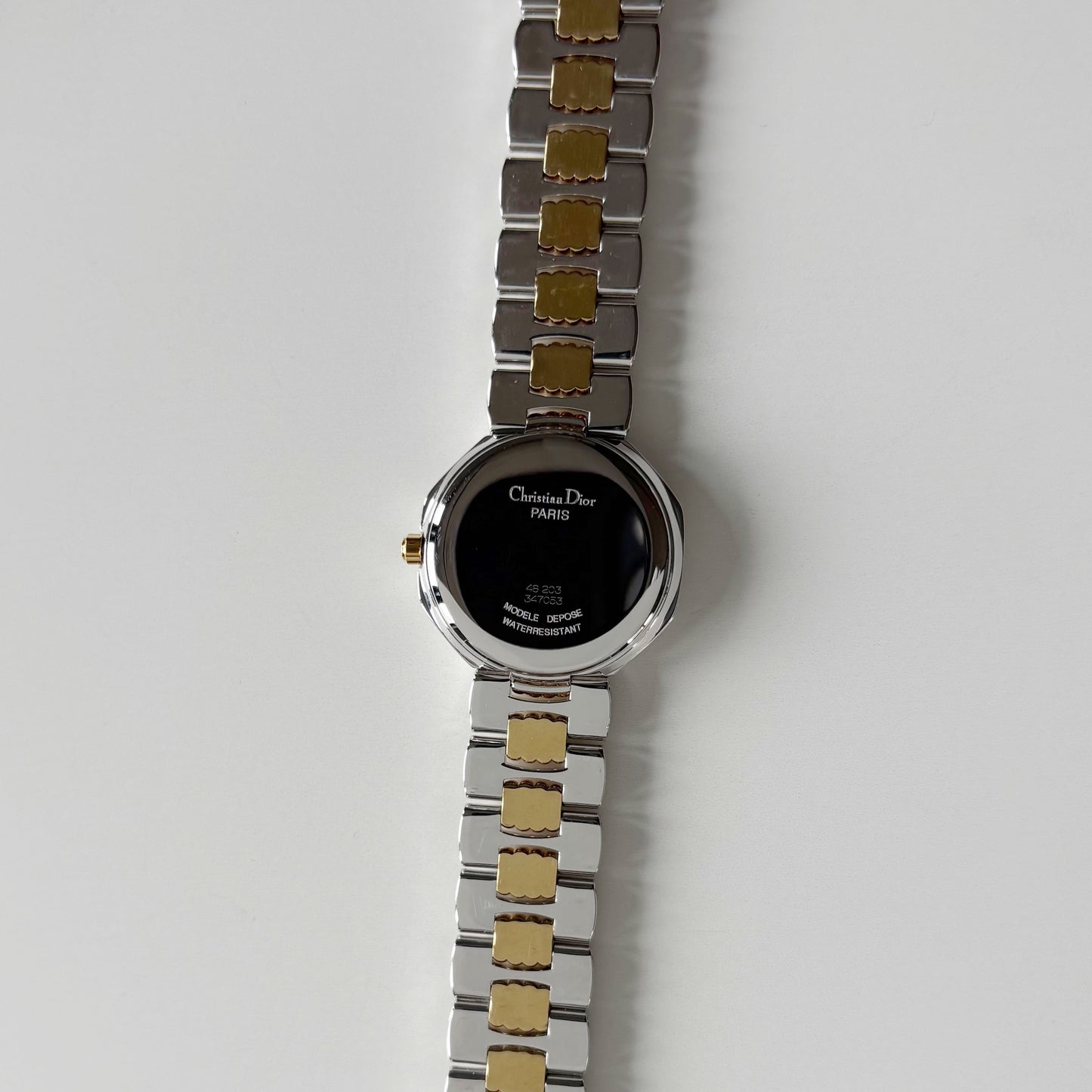 Dior 1990s Octagon Dial Two Tone Gold Plated Watch