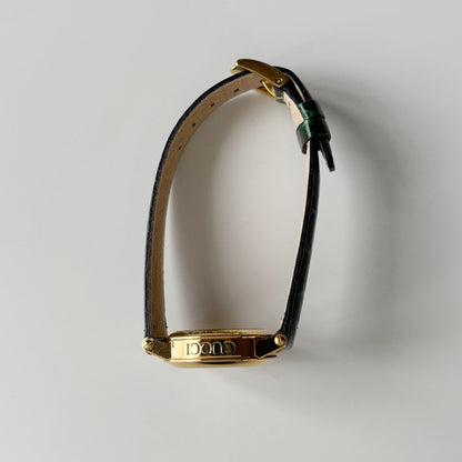 Gucci 1990s Date Round Dial Gold Plated Watch